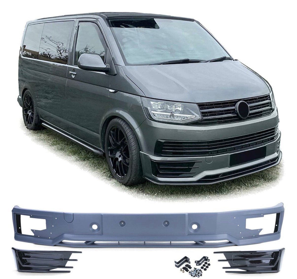 Gebruikte Transporter T6 Sportline bumper Indium Grey, Ophalen, Bumper
