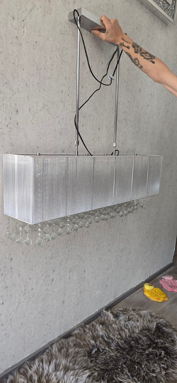 te koop Moderne hanglamp met kristallen decoratie, Ophalen, Modern met kristallen accenten, E27 (groot), Zo goed als nieuw