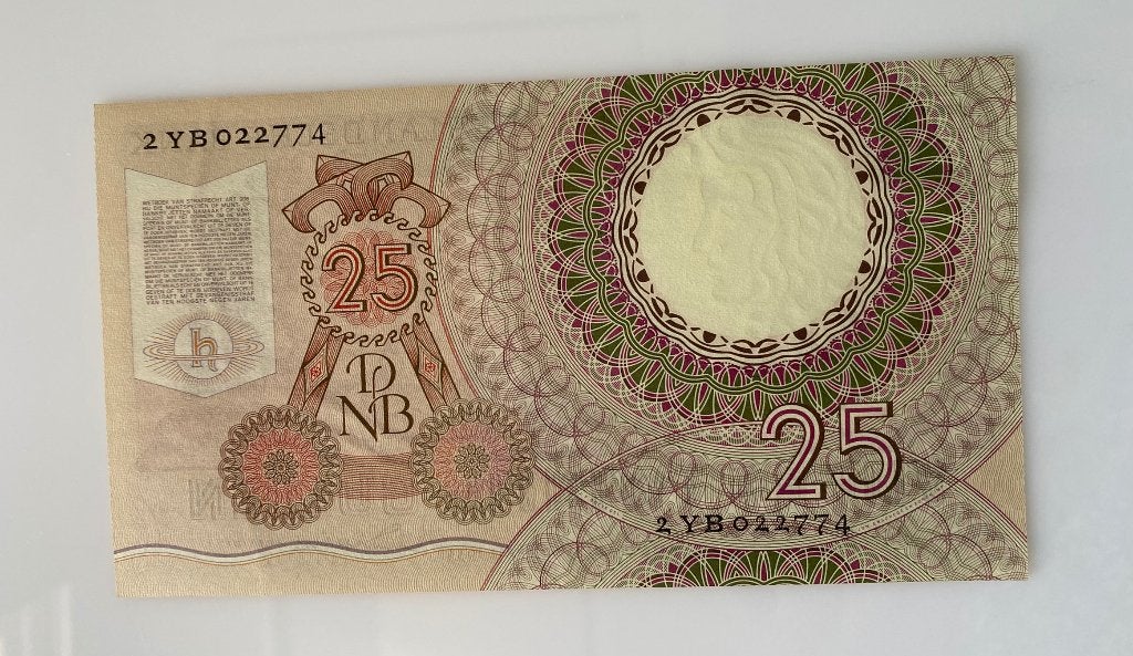 25 Gulden 1955 Christiaan Huygens - 2 YB 022774 - nieuw!, Postzegels en Munten, Bankbiljetten | Nederland, Ophalen of Verzenden