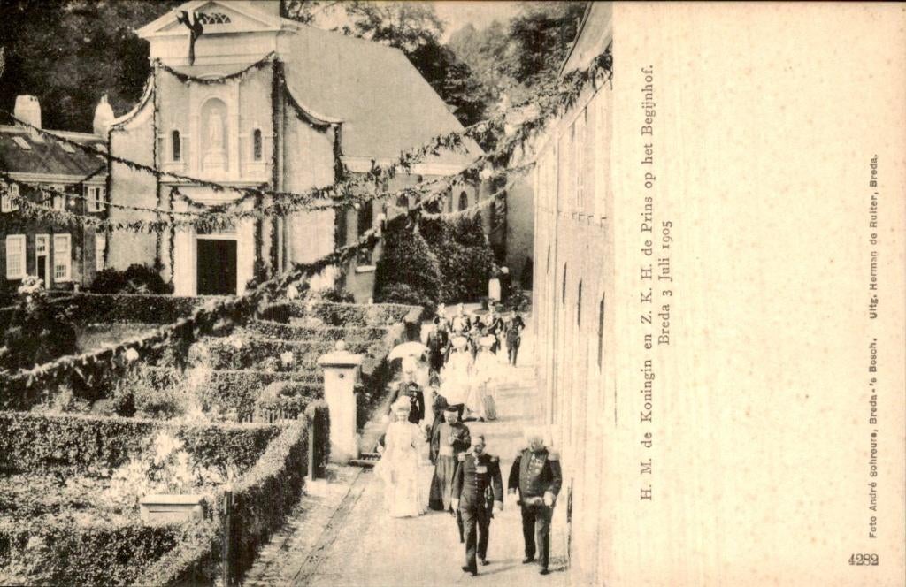 Breda - Begijnhof - Koninklijk bezoek, Ophalen of Verzenden, Voor 1920, Ongelopen, Noord-Brabant