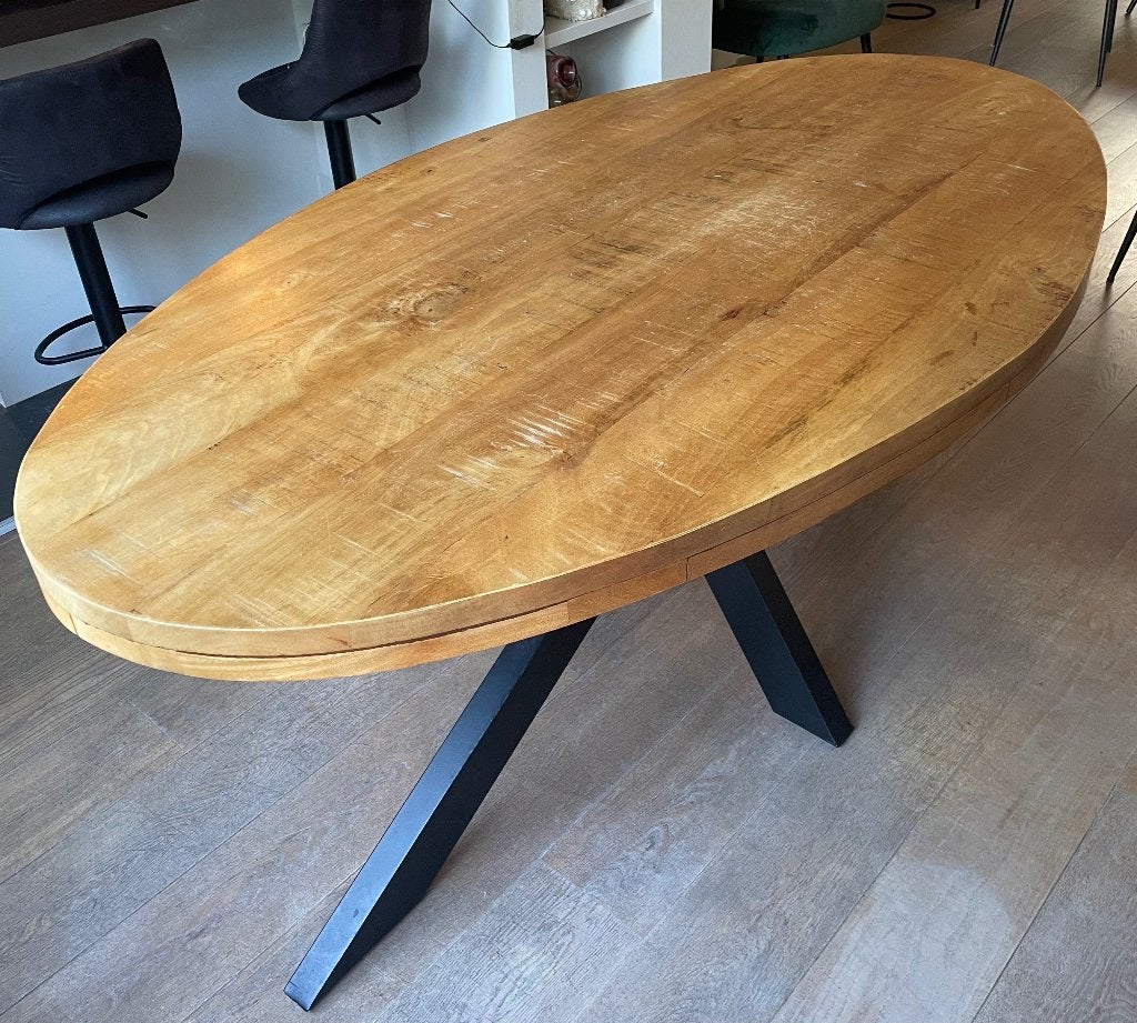Eettafel ovaal, Ophalen, Gebruikt, 50 tot 100 cm, 150 tot 200 cm