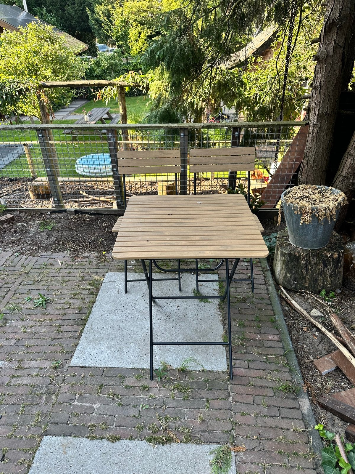 Compact Bistro Set - Perfect voor Balkon of Terras, Gebruikt, Eettafel, Tuinset, Hout