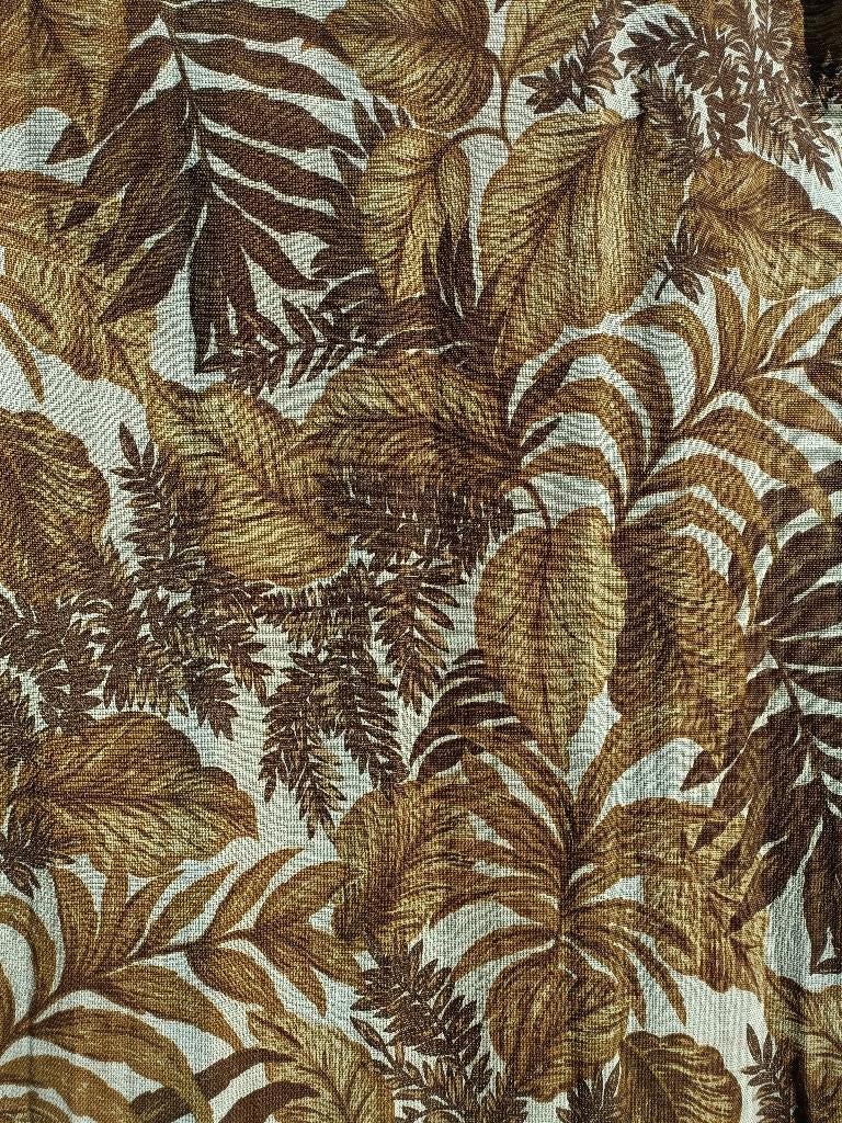 Origineel vintage bruin beige bladeren gordijn Viscose (N51), Ophalen of Verzenden, Gebruikt