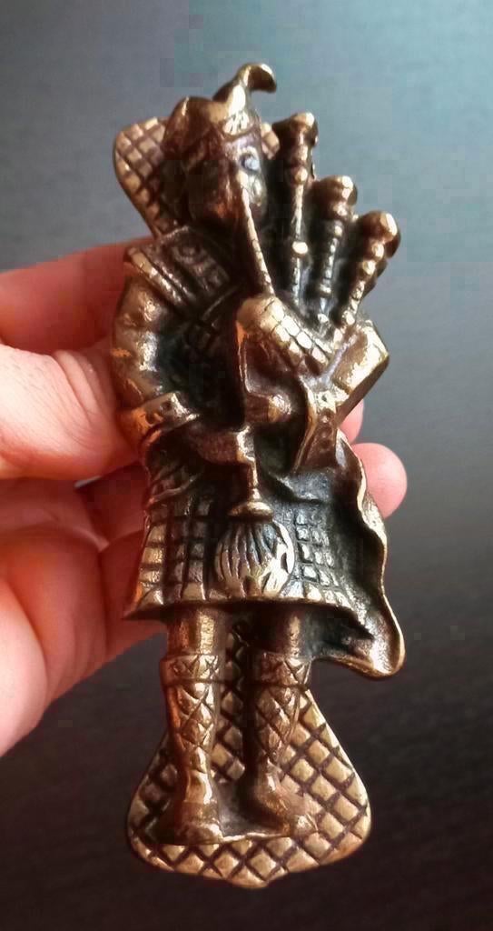 Antiek BRONZEN BAGPIPER DEURKLOPER, brons art, Antiek en Kunst, Kunst | Overige Kunst, Ophalen of Verzenden