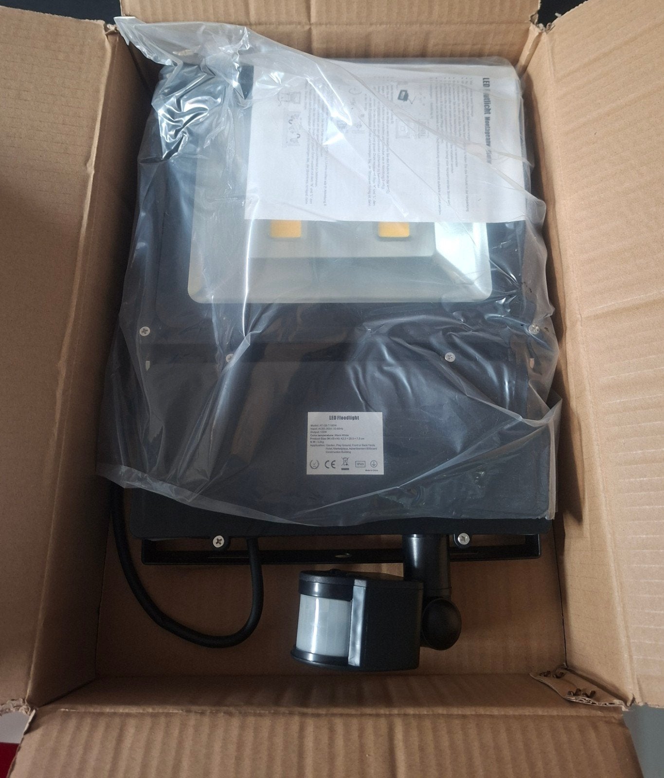 LED schijnwerper met pir bewegingsmelder 100w nieuw, Ophalen, Nieuw, 50 tot 200 watt