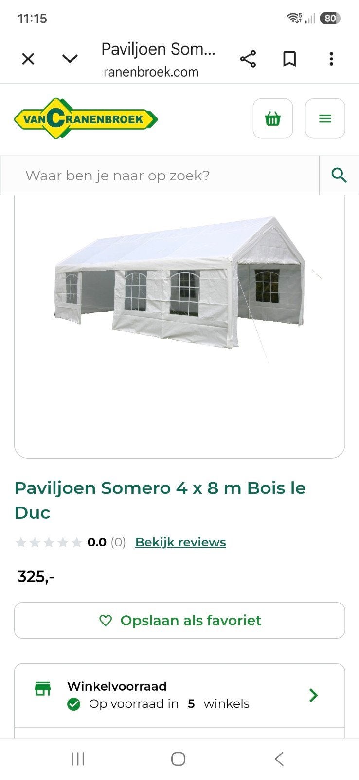 partytent 8x4 m, Ophalen, Opvouwbaar, Partytent, Zo goed als nieuw