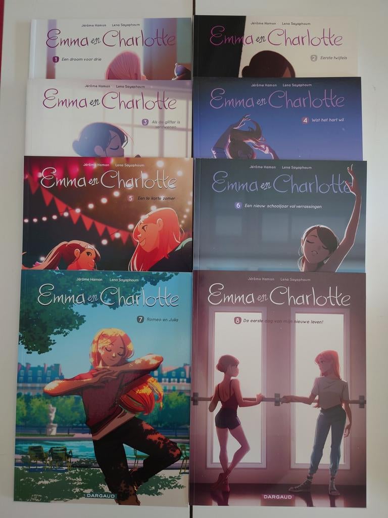 Emma en Charlotte 1 t/m8 sc. - Dargaud stripboeken, Complete serie of reeks, Ophalen of Verzenden, Zo goed als nieuw, Jérôme Hamon, Lena Sayaphoum