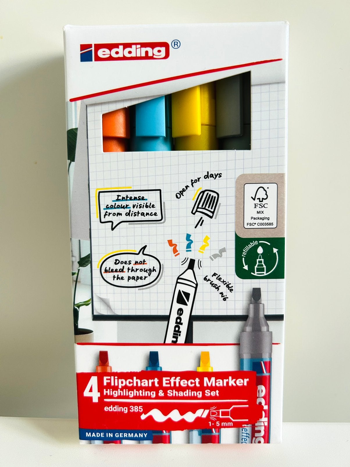 edding flipchart effect markers stiften set 4 stuks assorti, Ophalen of Verzenden, Nieuw, Potlood of Stift