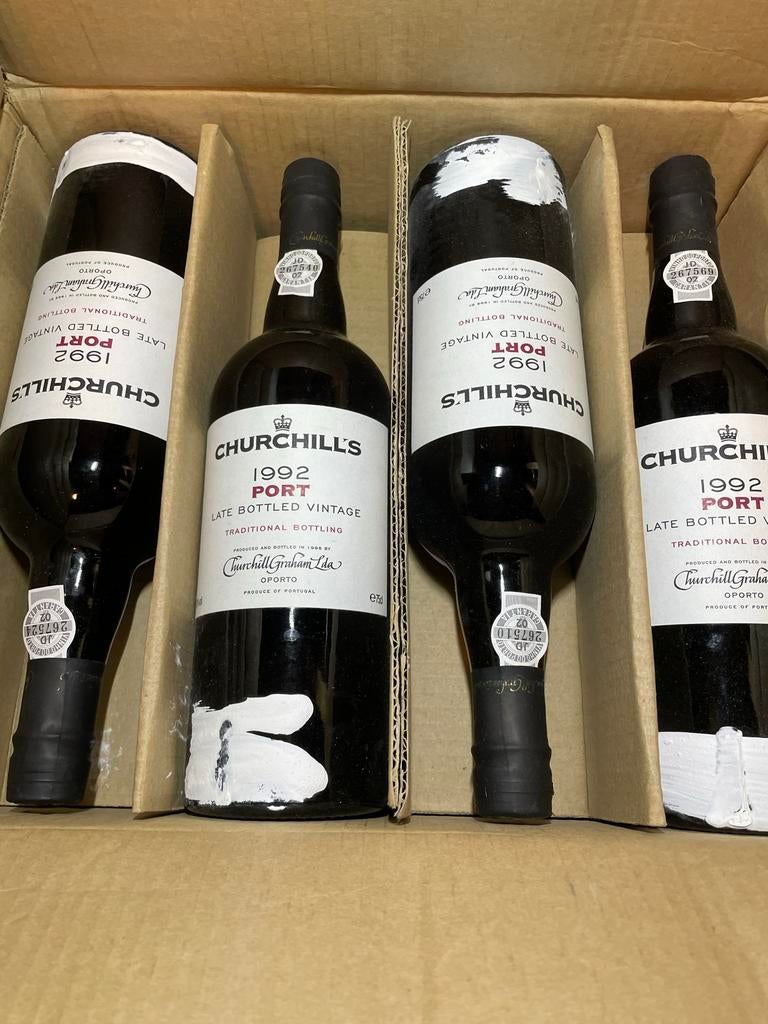 4x Churchill's 1992 Late Bottled Vintage Port - Traditioneel, Gebruikt, Ophalen of Verzenden, Vol, Overige gebieden