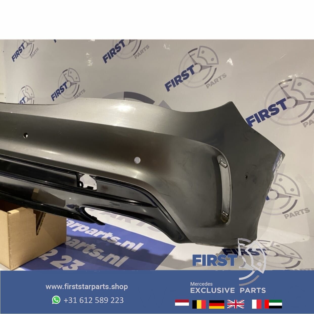 W117 CLA AMG FACELIFT ACHTERBUMPER GRIJS Mercedes C117 X117, Auto-onderdelen, Gebruikt, -, Voor, Ophalen of Verzenden