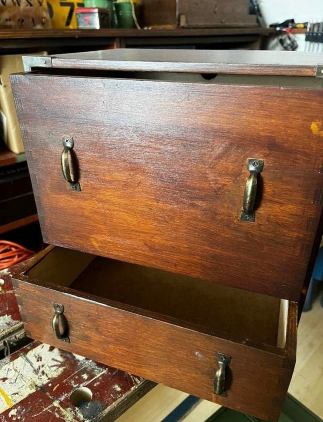 Leuk klein ladekastje met messing handgrepen, Ophalen of Verzenden, Minder dan 25 cm, Minder dan 50 cm, Minder dan 100 cm