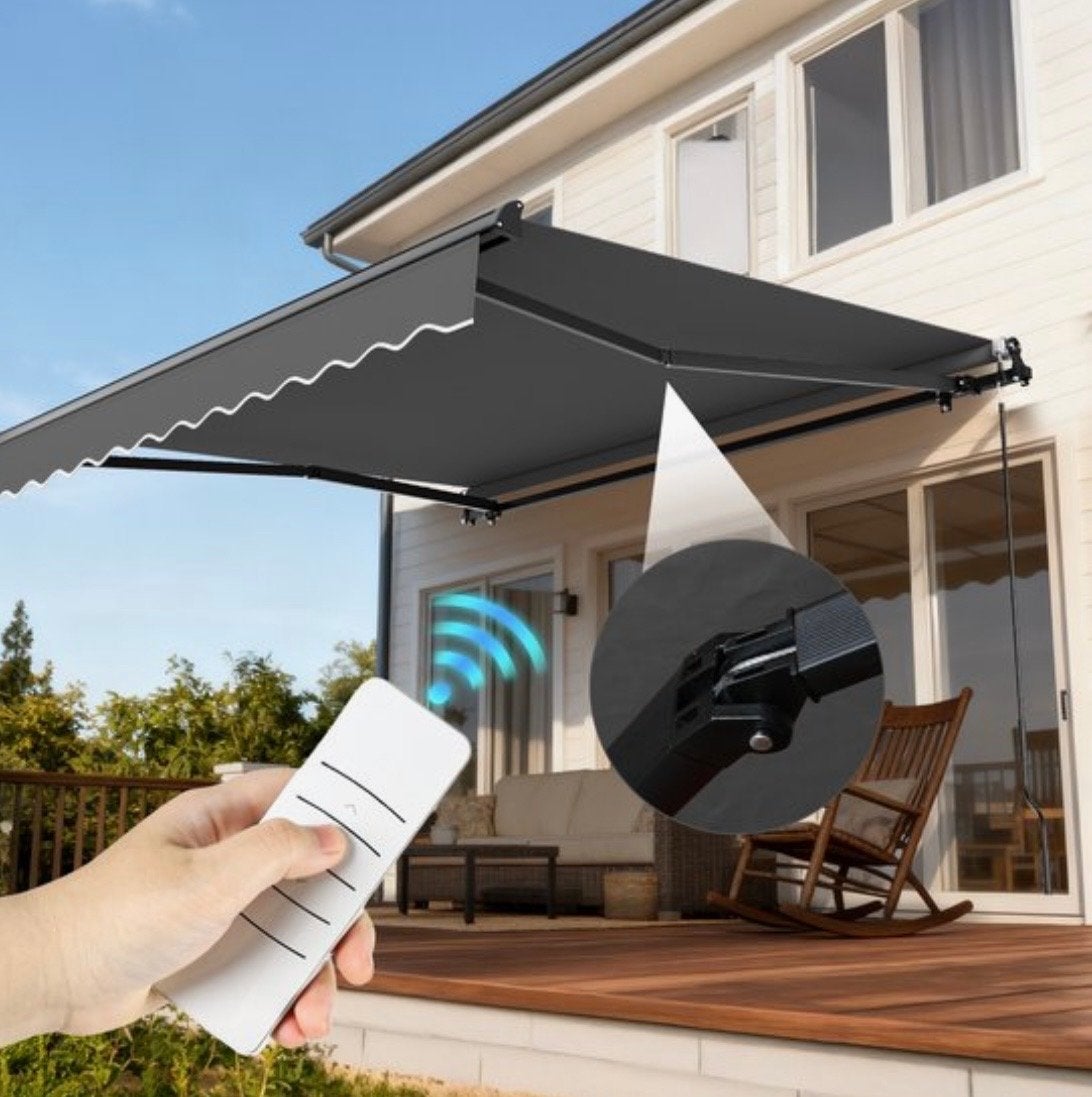 Elektrisch zonnescherm met afstandsbediening, Tuin en Terras, Elektrisch, Ophalen of Verzenden, Zo goed als nieuw, 150 tot 300 cm