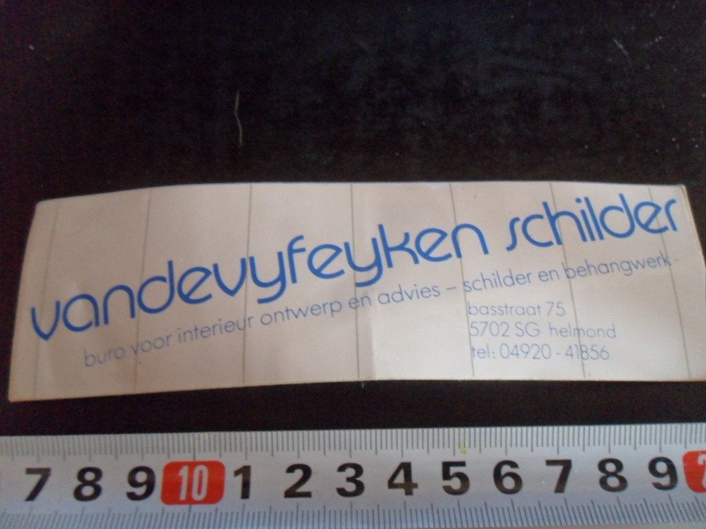 sticker helmond vandevijfeijken schilder basstraat 75, Ophalen, Zo goed als nieuw