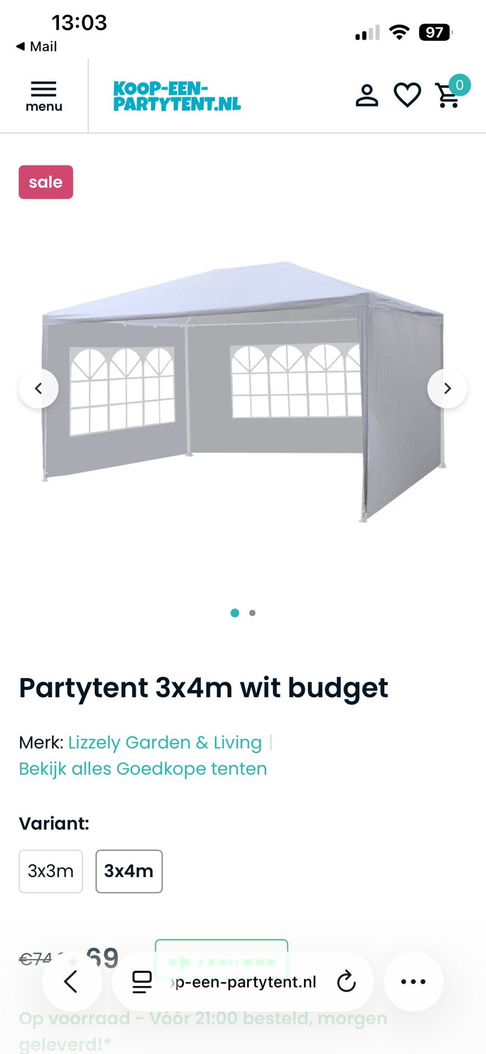 Nieuwe Partytent 3x4 meter - Ongebruikt!, Partytent, Minder dan 4 meter, Nieuw, Minder dan 5 meter