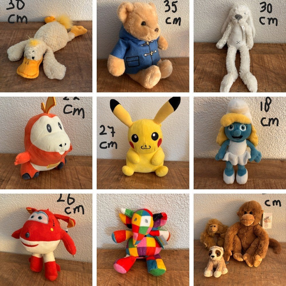 Knuffels Smurfin, Super Wings, Pokémon. ZGAN. Zie foto's, Verzenden, Zo goed als nieuw, Kikker, Middelgroot (20 tot 80 cm)