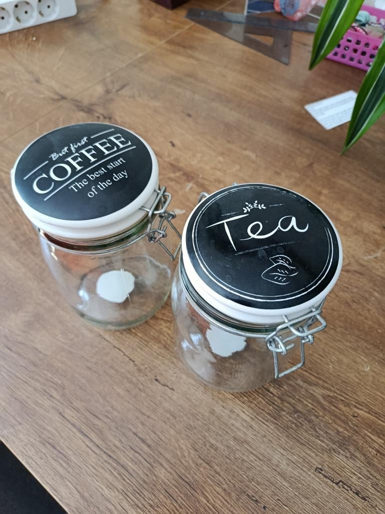 Gratis ophalen:  2 Voorraadpotten: Koffie & Thee, Voorraadpot, Ophalen, Glas, Overige merken
