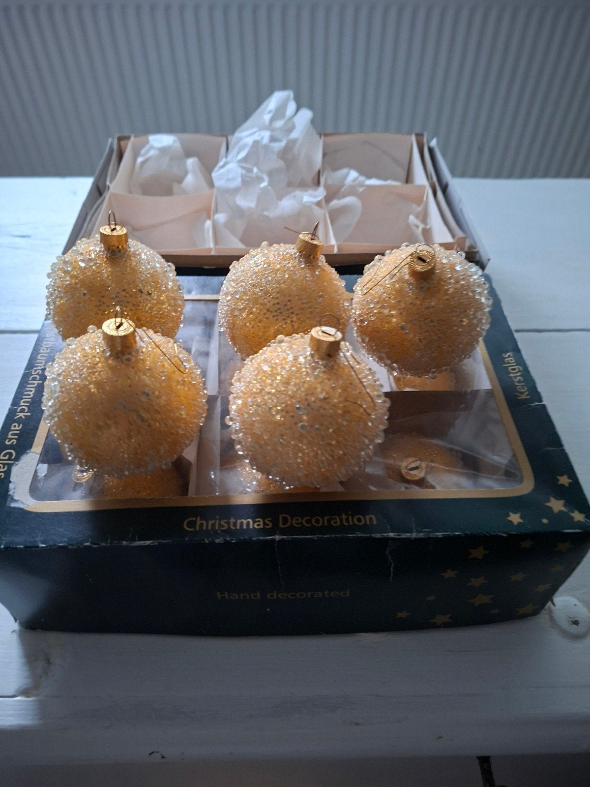 2 Dozen met Glazen Kerstballen., Diversen, Ophalen, Gebruikt