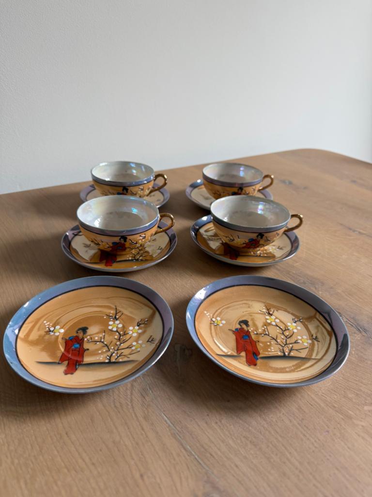 Japans Geisha eierschaal servies - jaren ‘30-‘50, Ophalen of Verzenden
