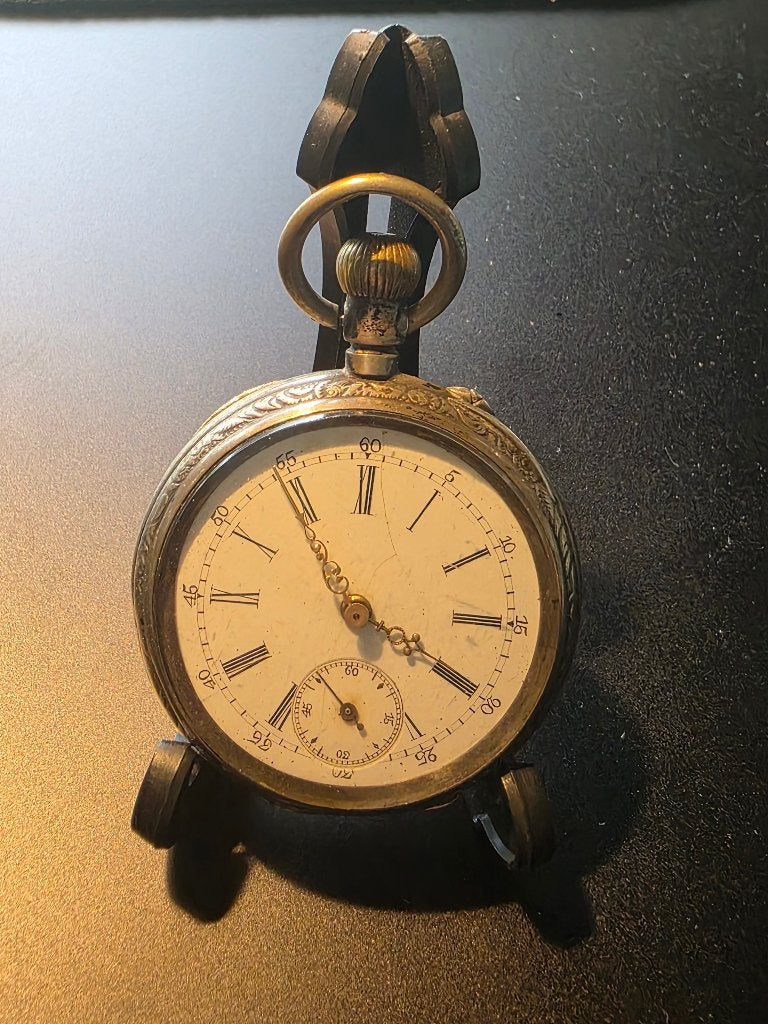 Authentiek Zilveren Zakhorloge met Romeinse Cijfers, Sieraden, Tassen en Uiterlijk, Overige merken, Zakhorloge, 1900 tot 1930
