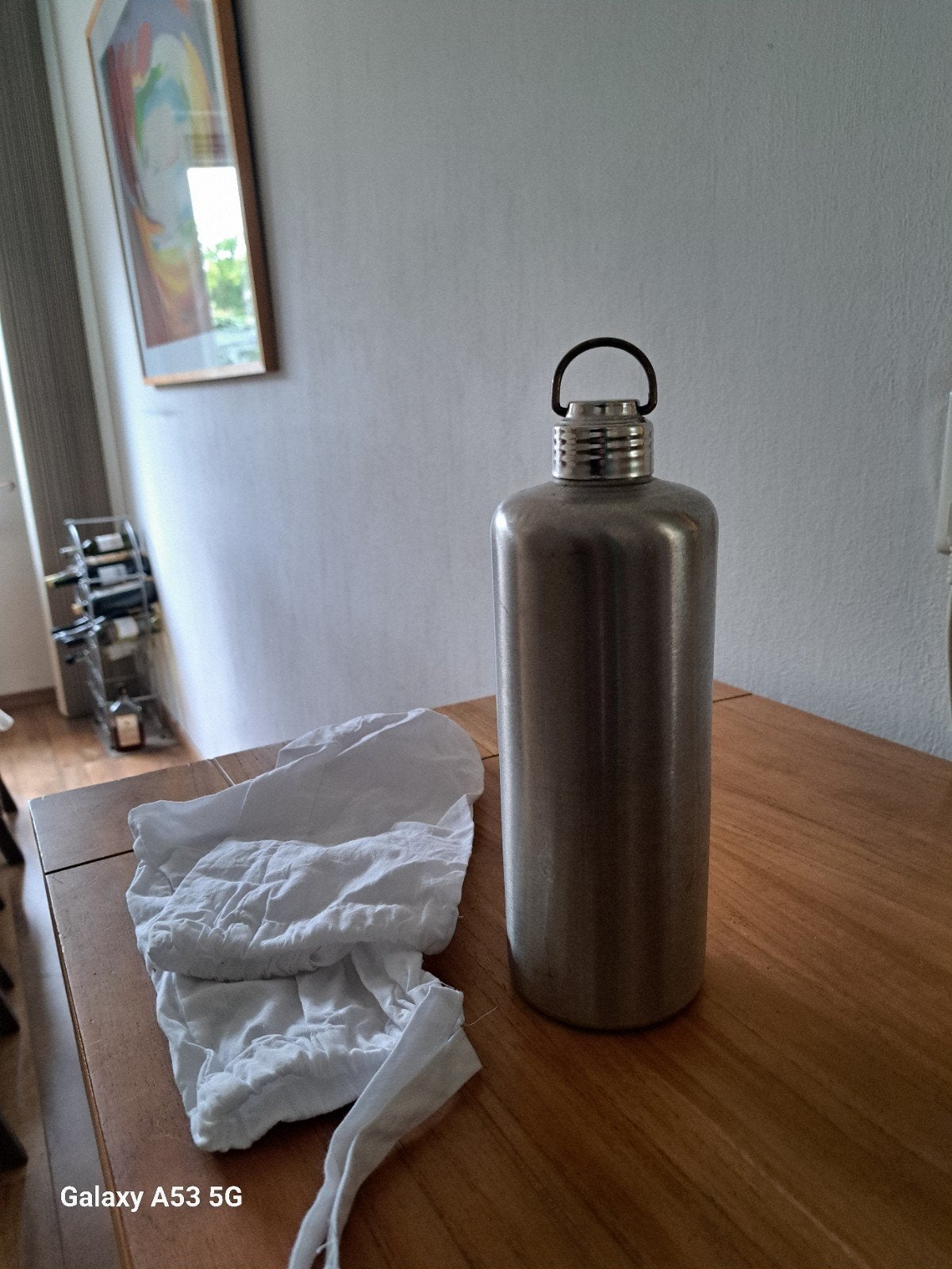 RVS Kruik met 2 kruikenzakken - 1 Liter, Zilver, Ophalen of Verzenden, Metaal, Overige merken