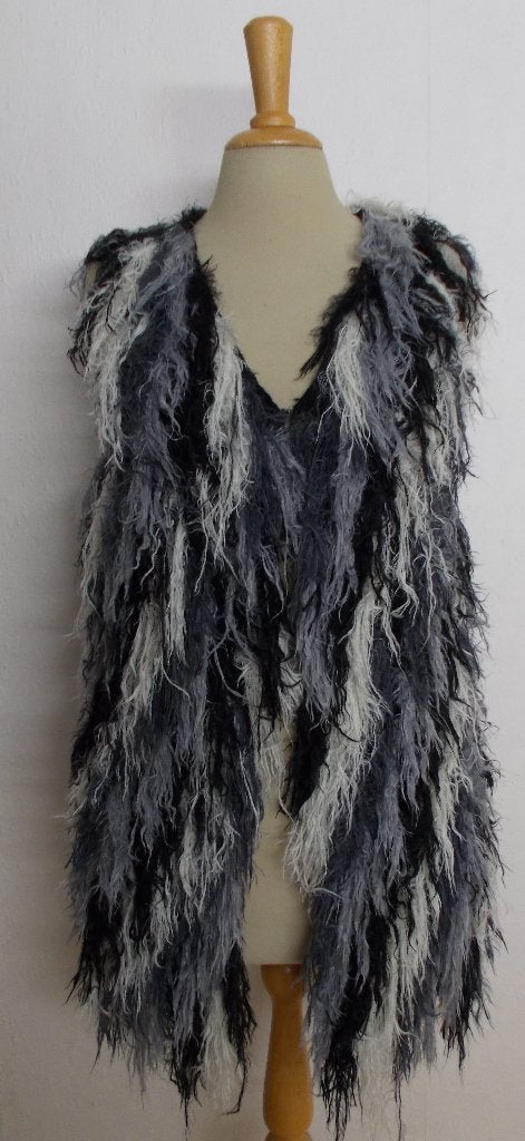 Bohemian/Afgaanse fluffy gilet/vest! L/XL, Verzenden, Zo goed als nieuw, Maat 42/44 (L), Beige