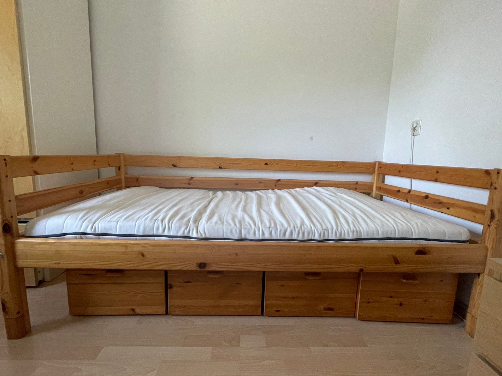 Flexa eenpersoonsbed met 4 grote lades, Ophalen, 90 cm, Eenpersoons, Wit