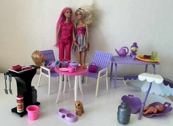 Zomer met vintage orginele Barbies, accessoires,poppenhuis!, Ophalen of Verzenden, Gebruikt, Barbie