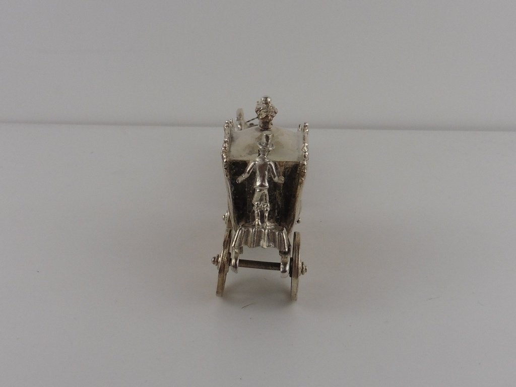 Zilveren miniatuur Gouden Koets met 6 paarden            Z67, Ophalen of Verzenden, Zilver