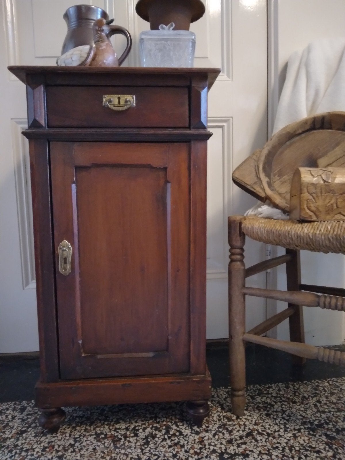 Antiek Biedermeier Kastje met Lade en Deur, Huis en Inrichting, Ophalen