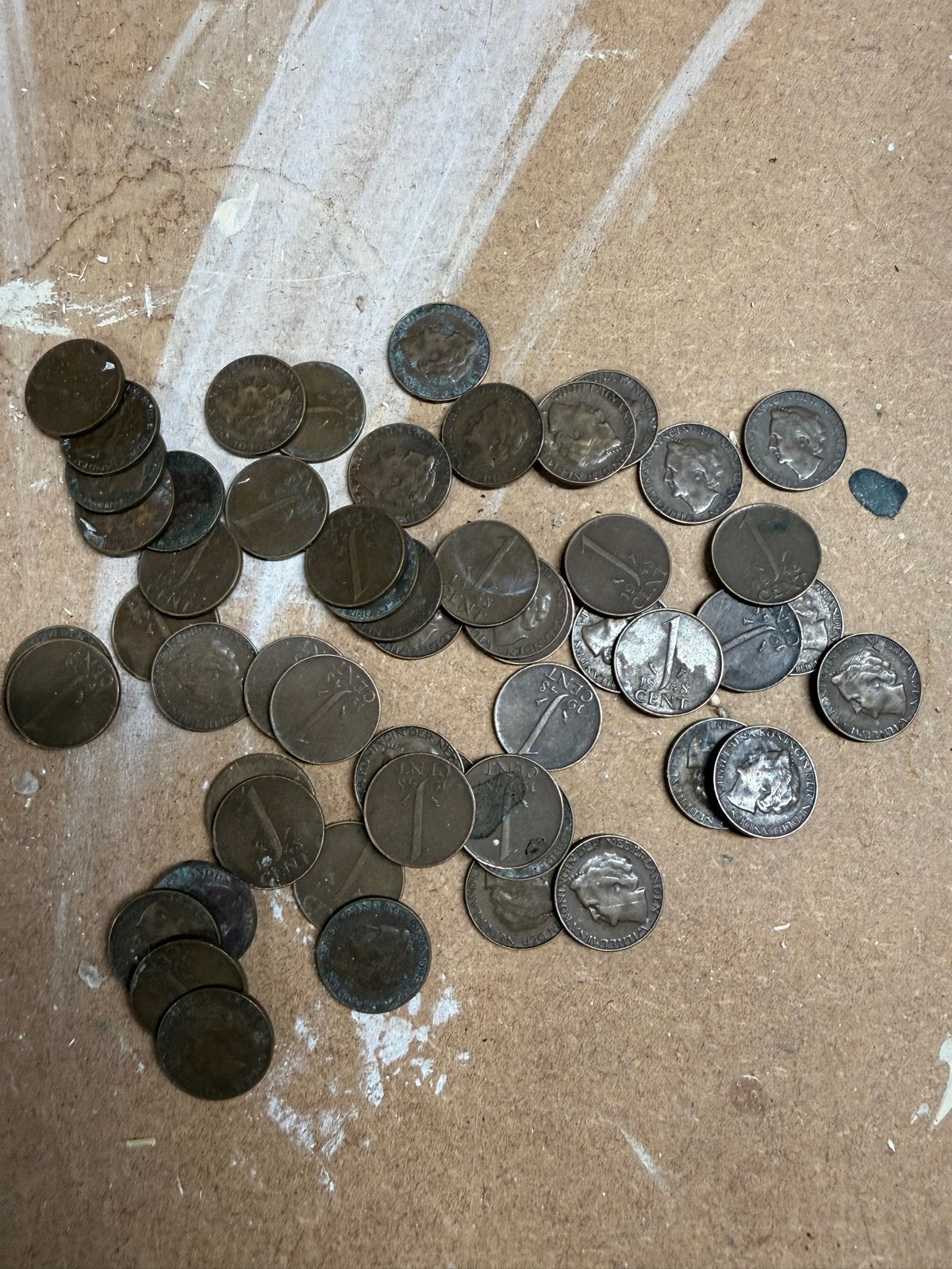 Partij Juliana en Wilhelmina centen (ca. 3,5 kg), Ophalen, Koningin Juliana, 1 cent, Setje