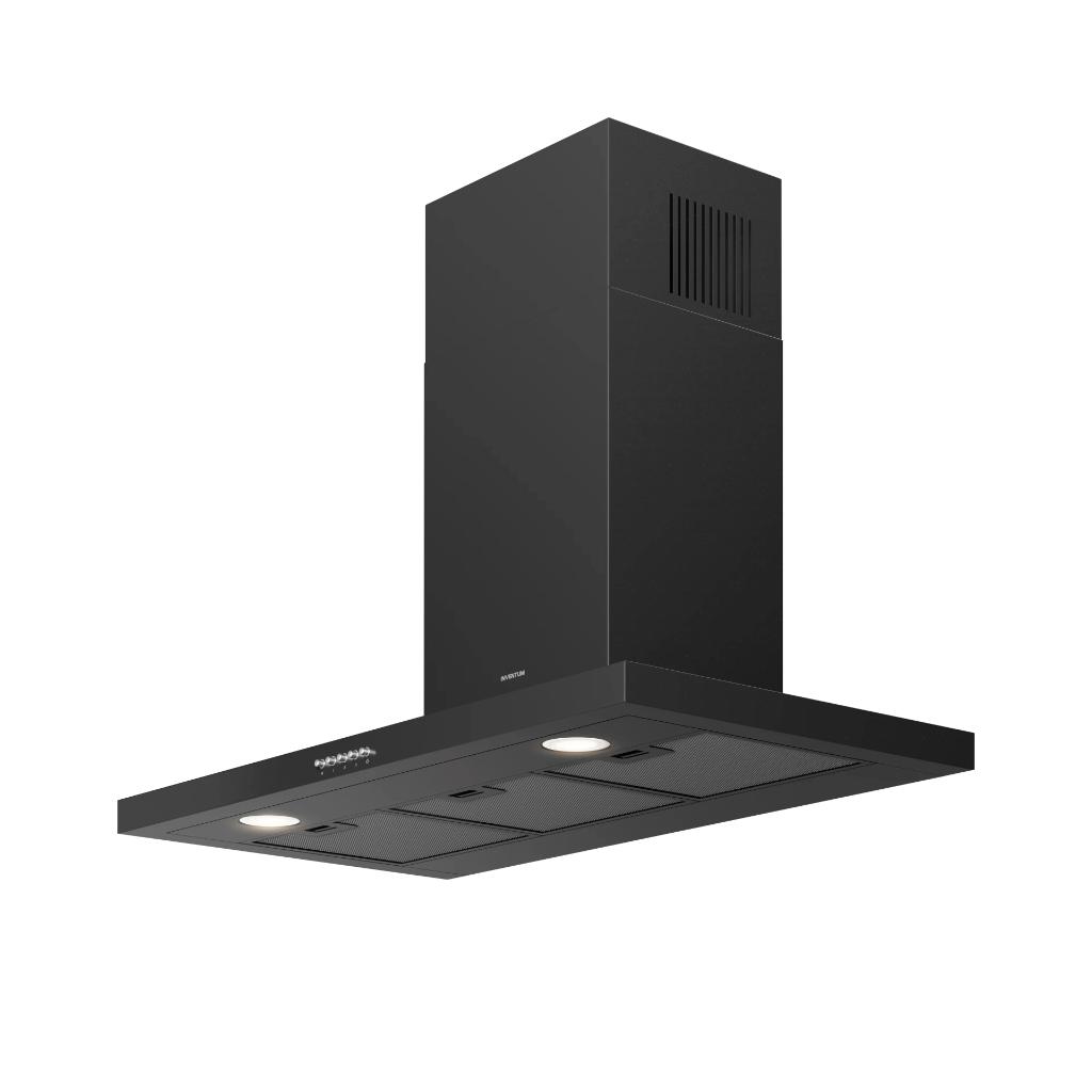 Afzuigkap 90 cm. Mat zwart - Inventum AKB9004ZWA, Witgoed en Apparatuur, Afzuigkappen, Ophalen, Gebruikt, Wandschouwkap, Motor
