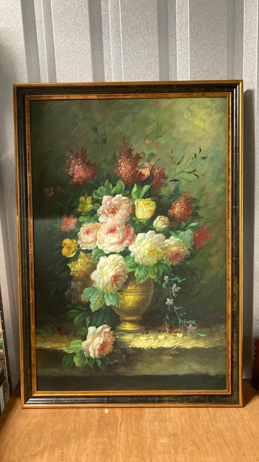 Schilderij stilleven klassieke bloemen vaas, Antiek en Kunst, Doek, Handgeschilderd, Olieverf, Klassiek