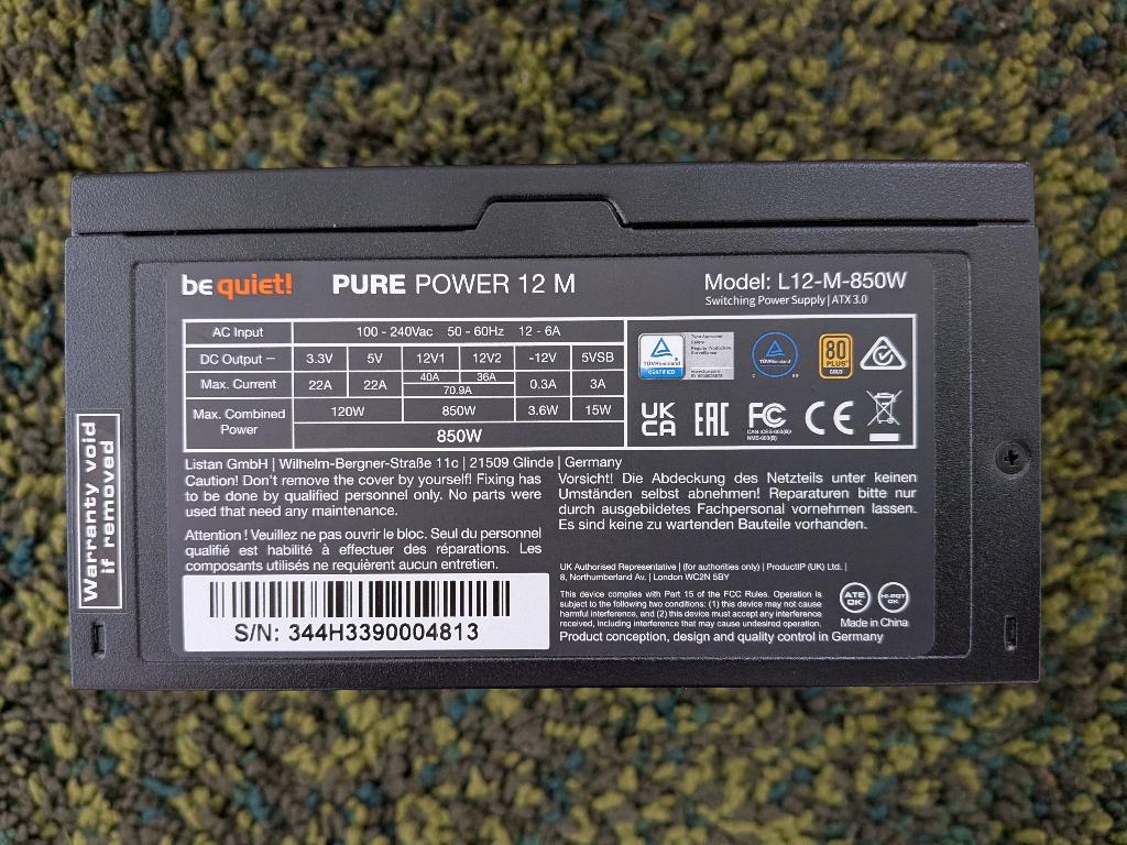 be quiet! Pure Power 12 M 850W (80+ Gold, Fully Modular), Computers en Software, Interne voedingen, Zo goed als nieuw, Ophalen