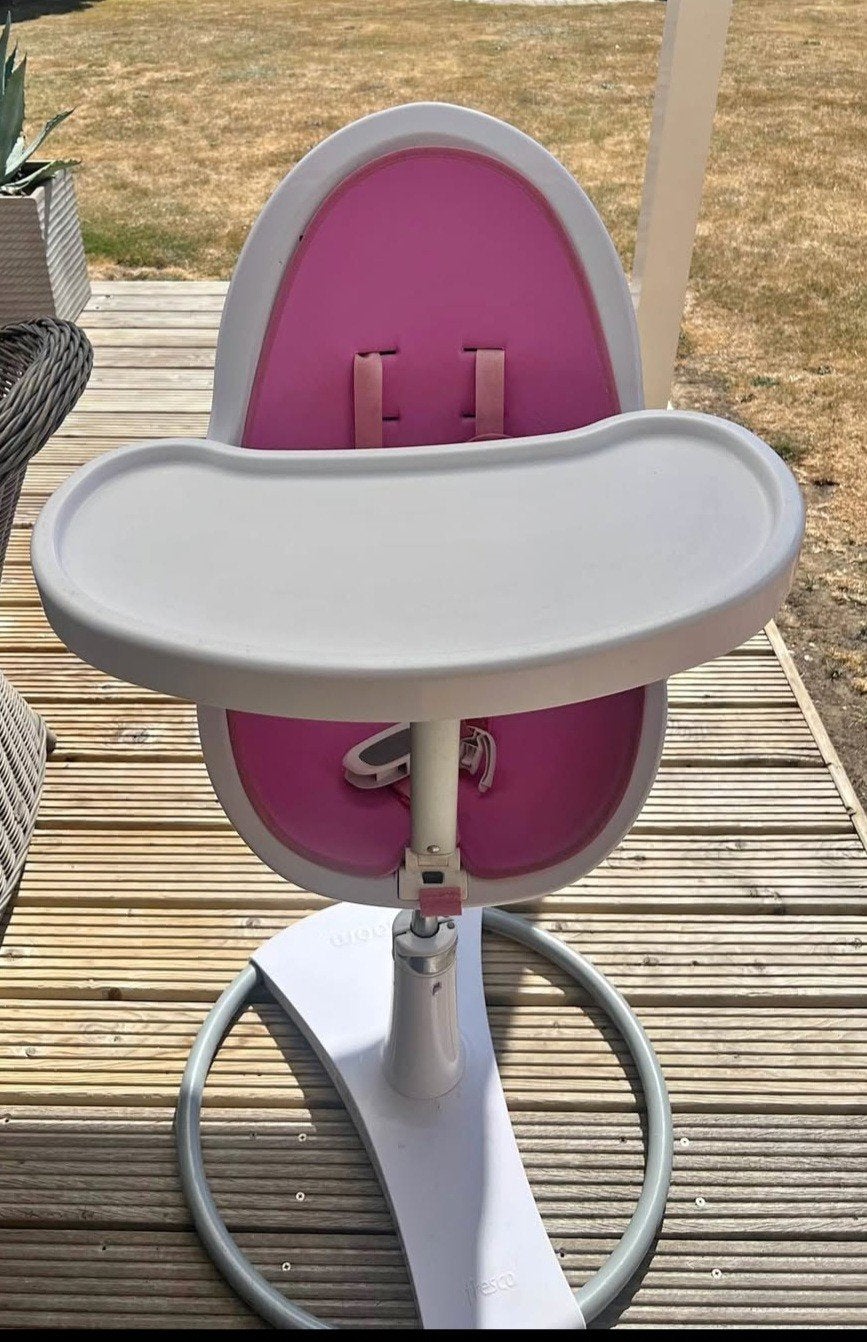 Bloom Fresco kinderstoel / babystoel in roze wit, Ophalen of Verzenden, Gebruikt, Meegroeistoel