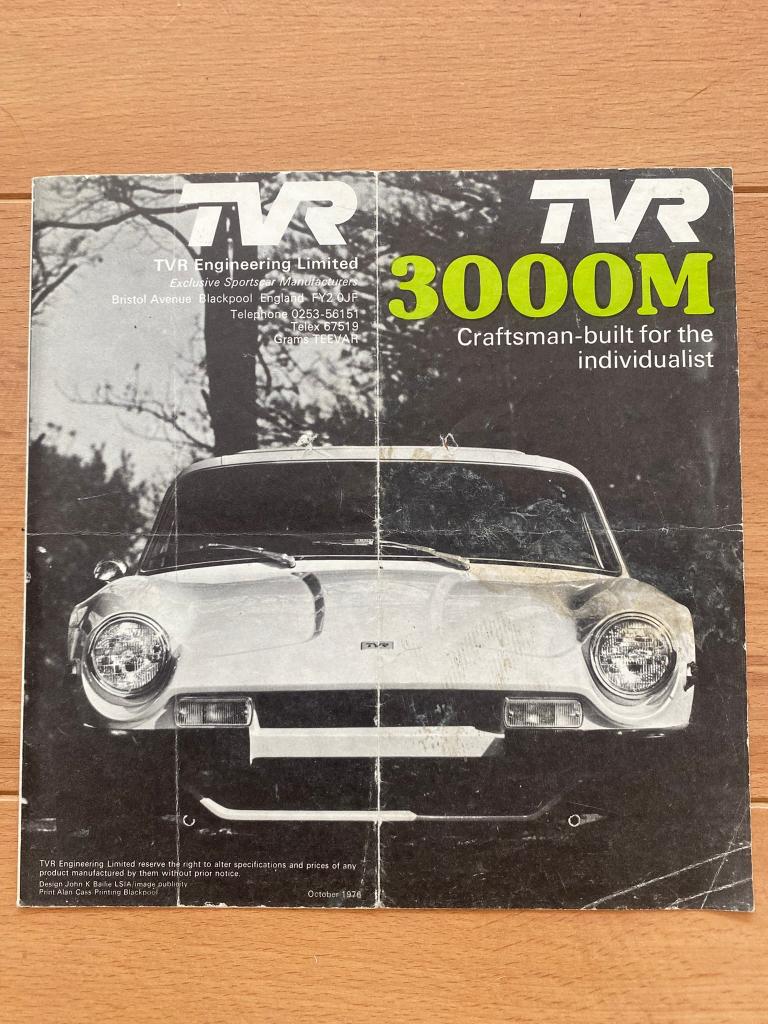TVR 3000 M  -  Folder - Brochure, Gelezen, Ophalen of Verzenden, Overige merken, TVR
