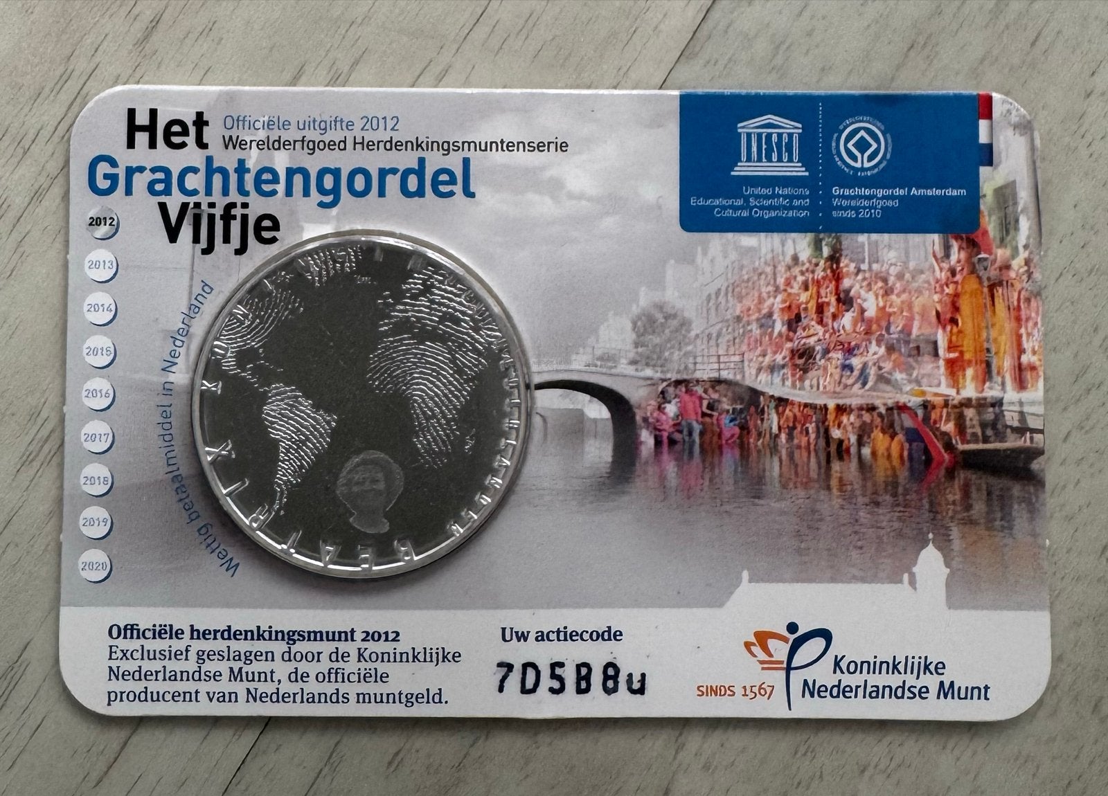 Het Grachtengordel Vijfje - Officiële uitgifte 2012, Postzegels en Munten, Verzenden, Koningin Beatrix, Zilver, Euro's