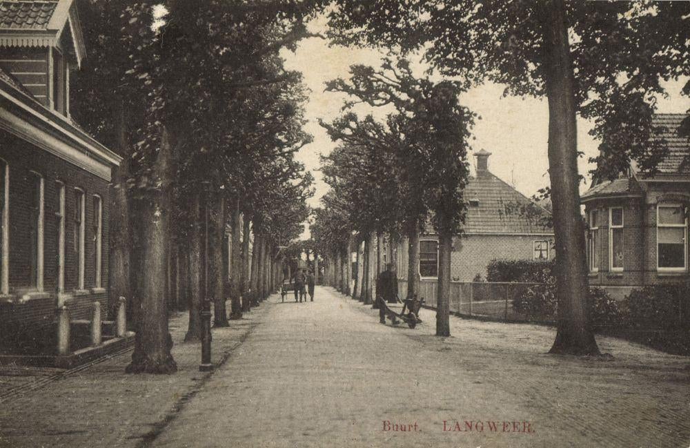 LANGWEER, Buurt (1910s) Ansichtkaart, Ophalen of Verzenden, Voor 1920, Gelopen, Friesland