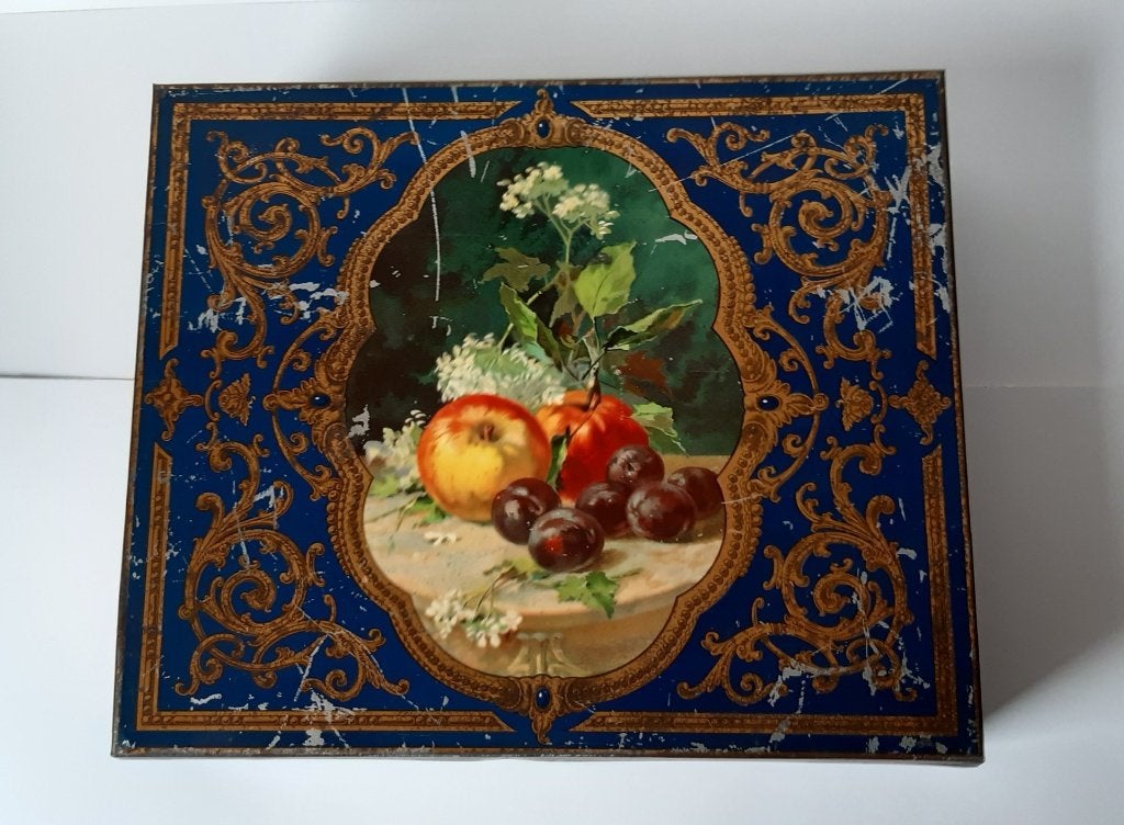 blik van Melle fruit decor, Biscuits, Drops, Breskens, Verzamelen, Ophalen of Verzenden, Gebruikt, Overige