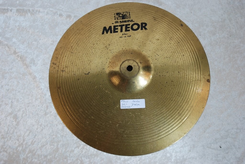 Meinl Meteor brass top hihat bekken 746gr 14 inch  <25251463, Muziek en Instrumenten, Gebruikt, ., Drums of Percussie, Ophalen of Verzenden