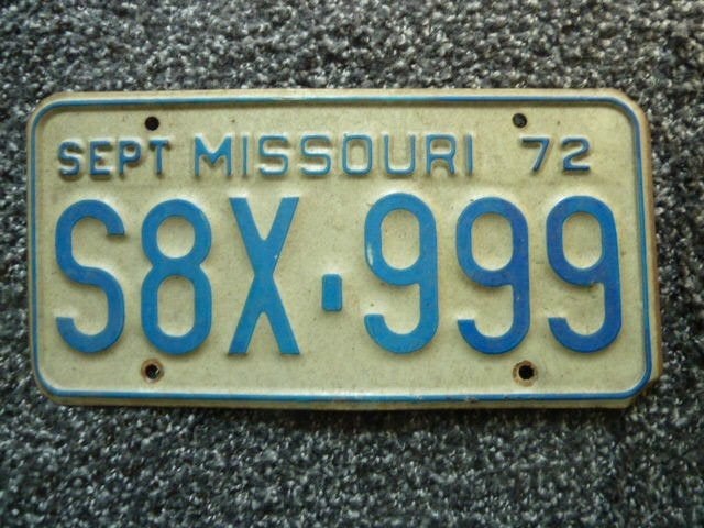 Kentekenplaat licenseplate Missouri 72 USA, Verzenden, Gebruikt, Auto's