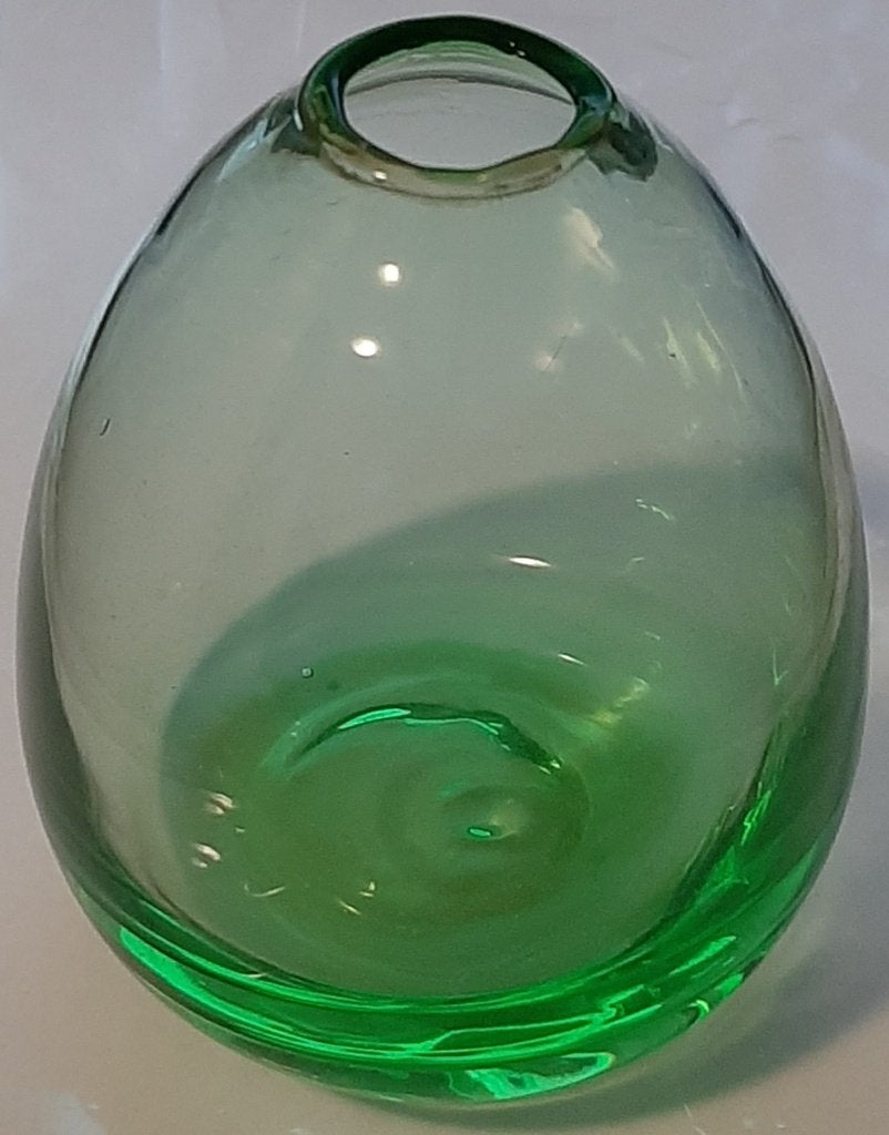 💚Vintage: Mondgeblazen groene glazen bolvazen🏷️€5,- p/s, Geschikt voor buiten, Gebruikt, Glas, Groen