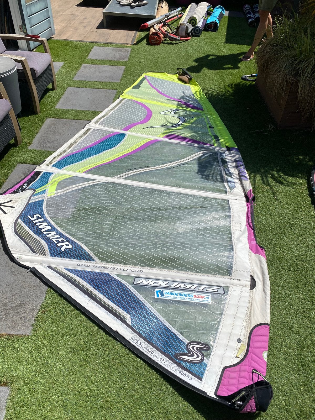 Windsurf zeilen, masten en giek - Simmer, Flight, Ophalen, Gebruikt, Met giek, 3.5 tot 5 m²