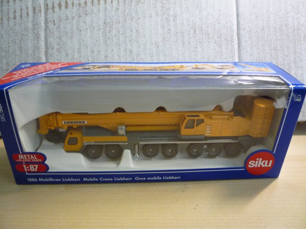 Liebherr Mobiele Super Kraan  1:87 H0 Siku Metall 1886, Ophalen of Verzenden, Nieuw, Hijskraan, Tractor of Landbouw, SIKU