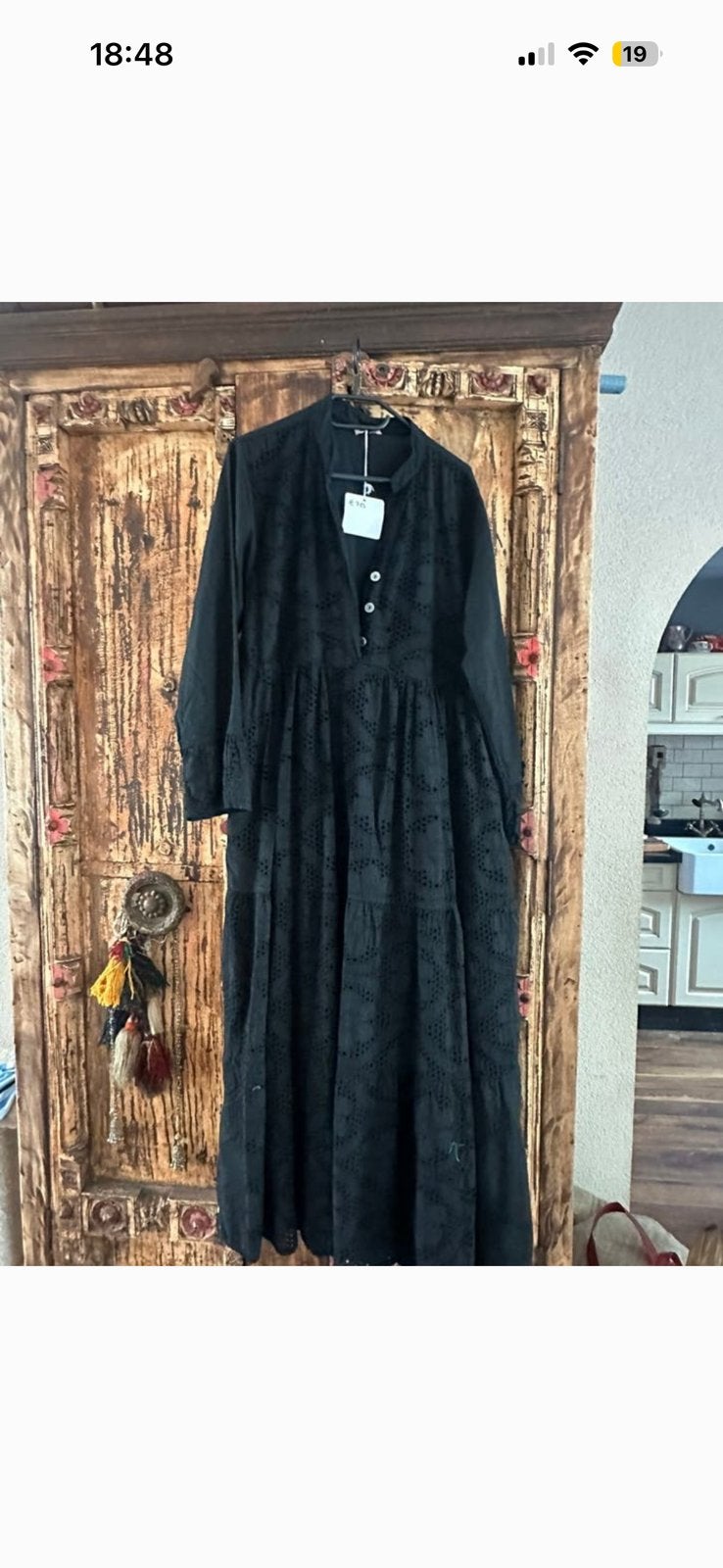 Jurk broderie one size, Kleding | Dames, Ophalen of Verzenden, Nieuw, Zwart, Jurk