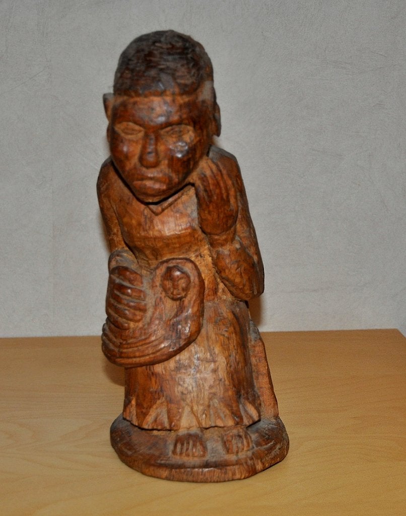 Zuid-Afrikaans houtsnijwerk - School Frans Claerhout, Antiek en Kunst, Houtsnijwerk, Minder dan 20 cm, Brutalistisch, Ophalen of Verzenden