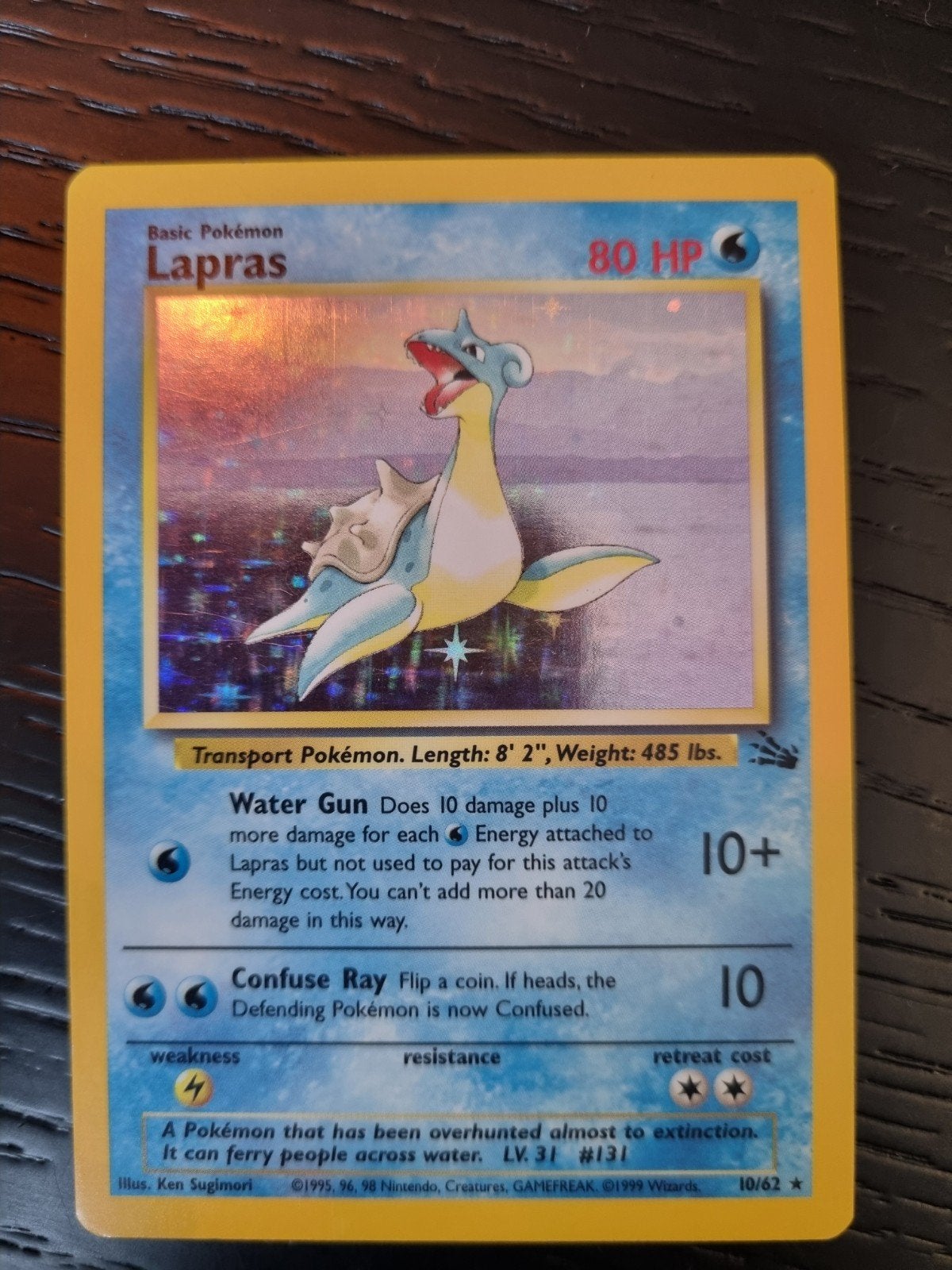 lapras 10/62 Fossil engels holo !  € 45, Ophalen of Verzenden, Zo goed als nieuw, Losse kaart, Foil