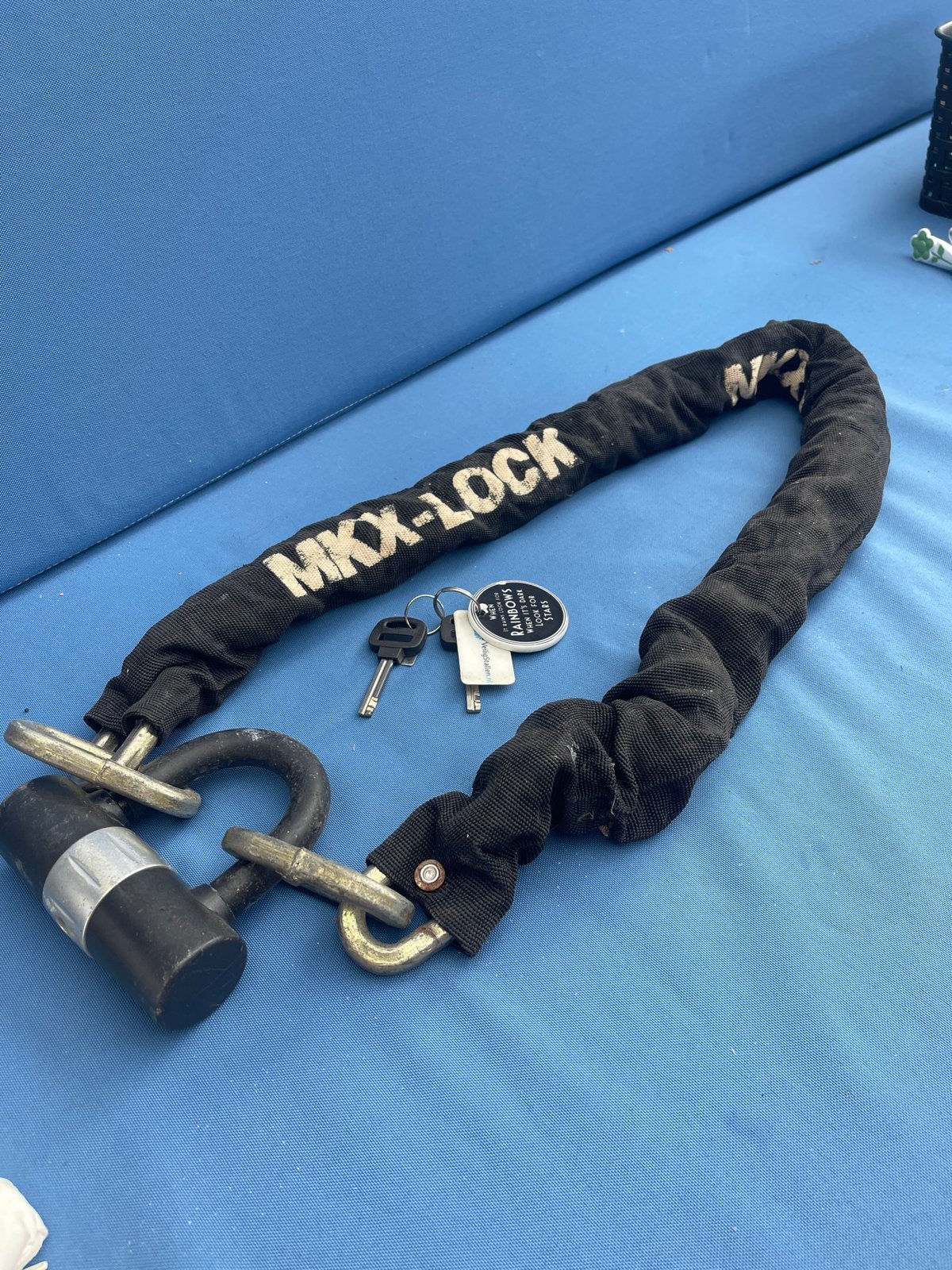 MKX-LOCK Kettingslot met sleutels - Gebruikt, Fietsen en Brommers, Fietsaccessoires | Fietssloten, Ophalen, Gebruikt, Kettingslot