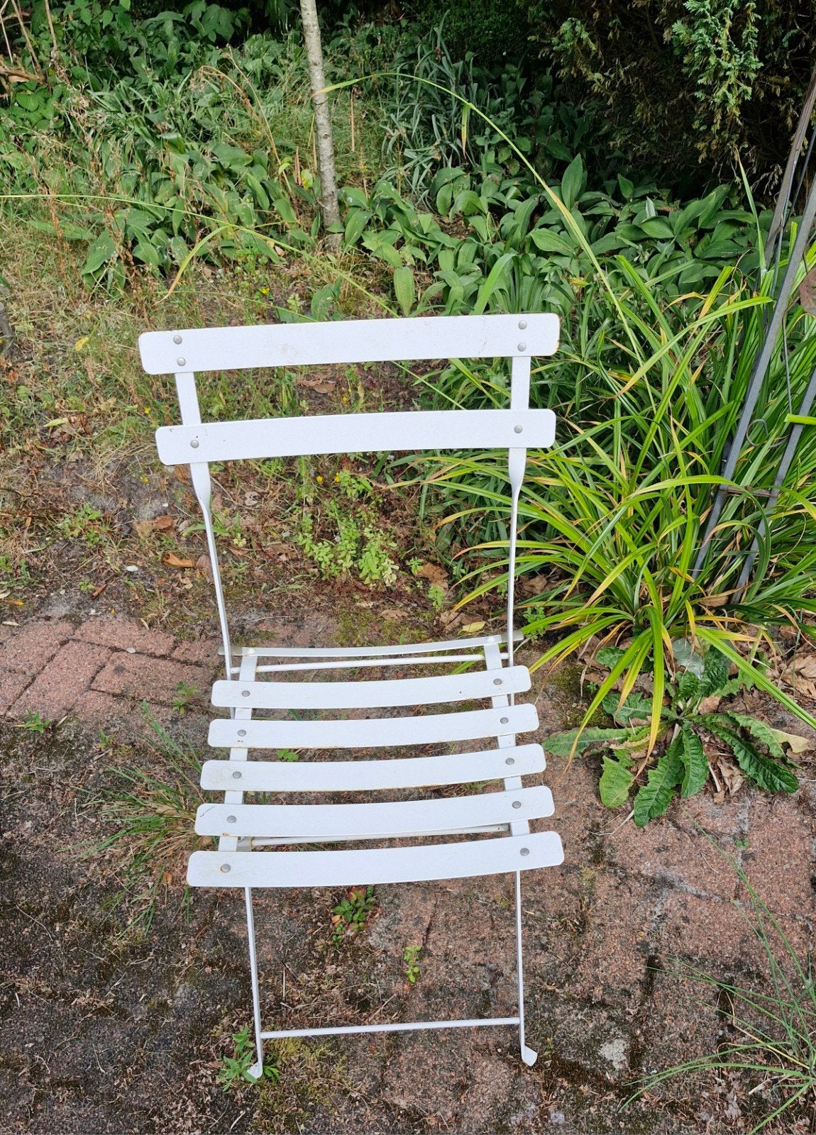 Brocante tuinstoeltje, Ophalen, Metaal, Inklapbaar