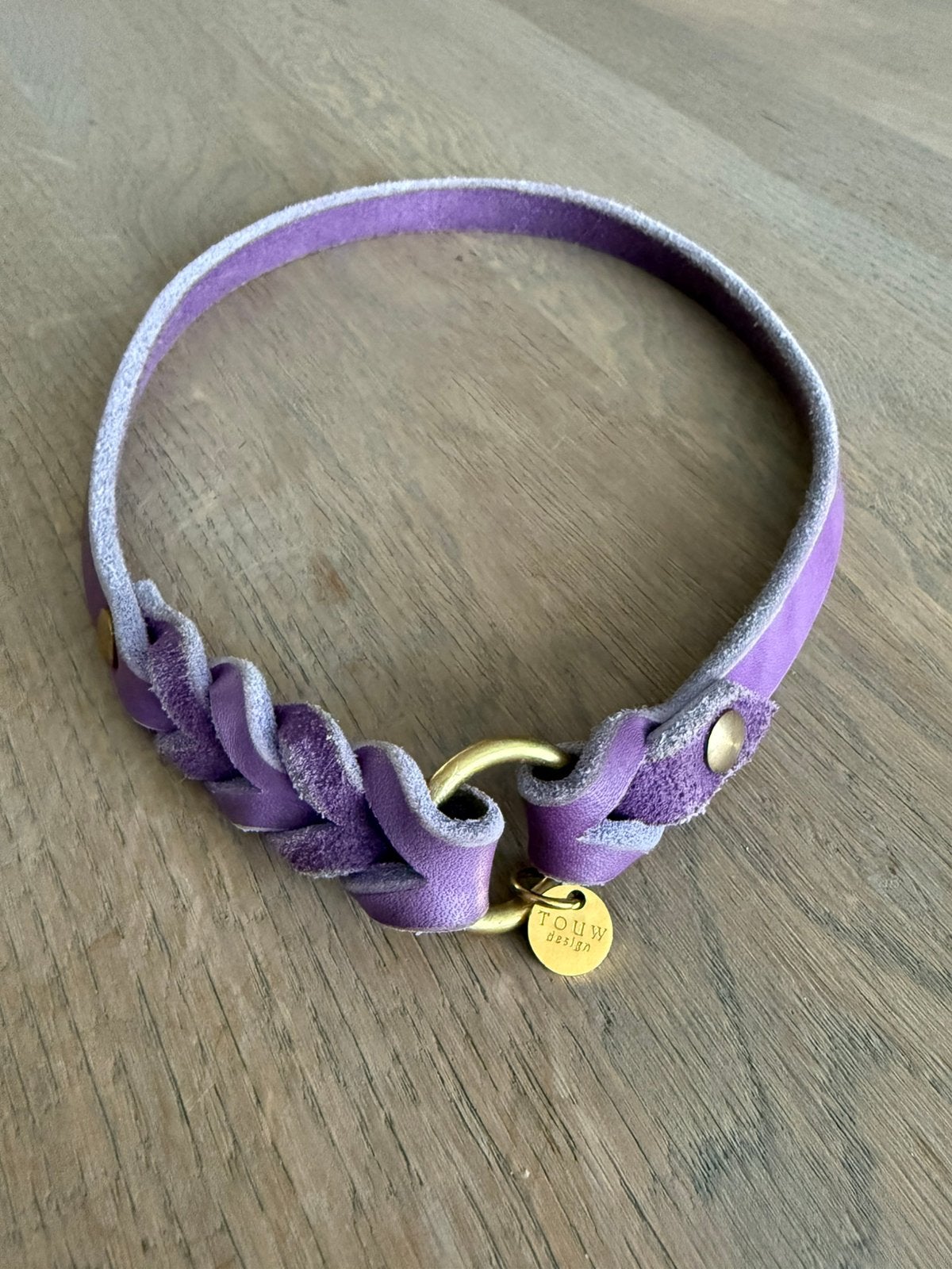 Touw design ID collar halsband vetleer orchidee goud, Ophalen of Verzenden, Handgemaakt, Nieuw