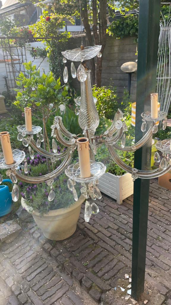 Te koop: oude kroonluchter. Glas, Antiek en Kunst, Ophalen of Verzenden